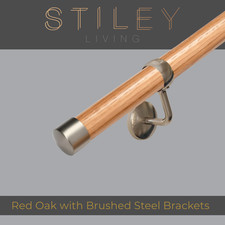 Red oak stair handrail - stair, wall
