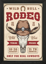 Wild Bull Rodeo Texas Framed
