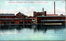 Postcard Phister & Vogel Leather Co Tannery in Cheboygan, Michigan