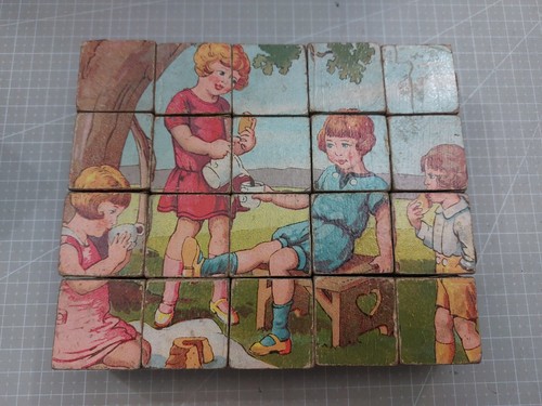 Antique wooden picture - antique, blocks