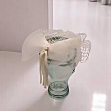 VINTAGE BRIDAL HEADPIECE CROWN HALO NETTING STATEMENT RIBBON TASSELS RARE 60S