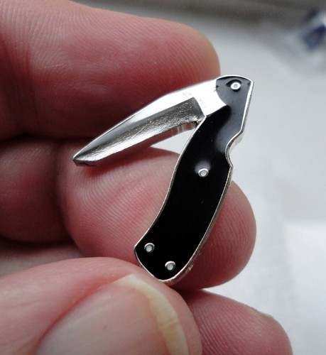 Black chrome enamel penknife - chrome,