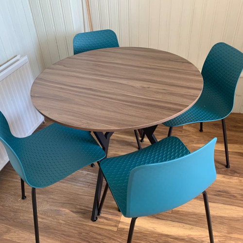 Round industrial dining table - round,