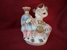 Antique Victorian Staffordshire Figure Boy With Zebra & Fruit Panniers 15cm