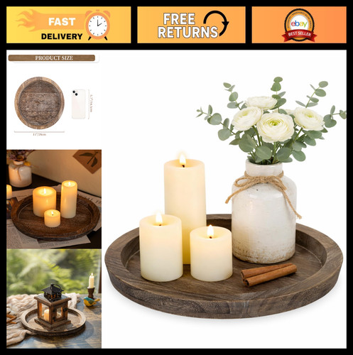 Round wooden candle holder - round,