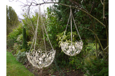 Set of 2 Cream Hanging Baskets
