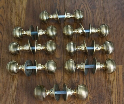 Solid brass door knobs set - brass,