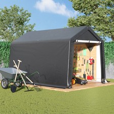 5-20ft Garden Tent Storage Shed Bike Log Shelter Black Grey Cover Steel Frame