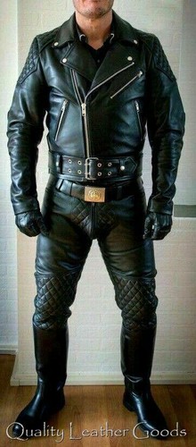 Mens leather leder biker - leather,