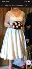 Tea Length Wedding Dress Size 12/14 with Petticoat and Stole