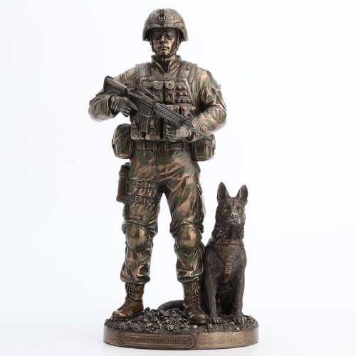 Army soldier and - us, dog