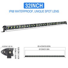 32 INCH Slim LED Light Bar 4x4 12V 24V SUV Offroad Work Lights Waterproof IP68/