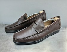 Ecco Moccasin Loafers Mens Slip on Brown Leather Shoes Size UK 11 EU 46 