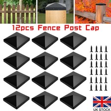 12Pcs Fence Post Cap Black