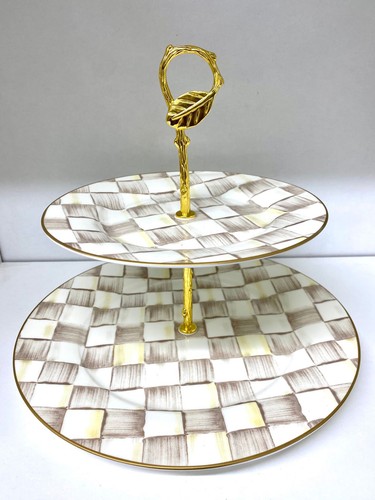 Cake stand brown - check, 2