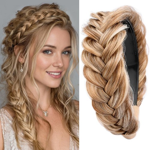 Wide messy braided headband - braided,