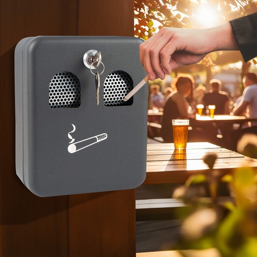 Wall mounted outside ashtray - wall,