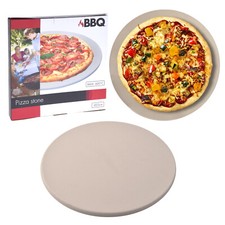 Pizza Stone Large Pizza Baking Stone BBQ Oven Cutter Serving Tray Board 33cm PRO