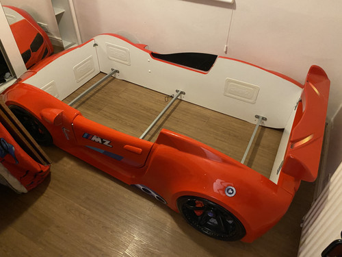 Red sports car - red, bed