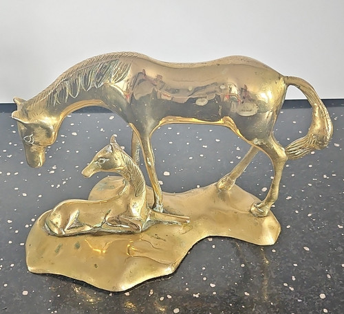 Heavy vintage brass - horse, &