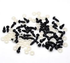 50 x 6mm Black Acrylic Toy Teddy Eyes (25 Pairs) Soft Toy Amigurumi C201