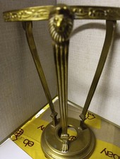 Vintage Brass Lion Design Crystal Ball  Egg Stand  Holder  Ornate India 9.5”