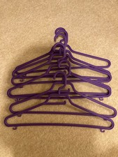 6 Plastic hangers purple multi use coats trousers skirts scarves