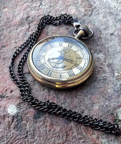 Antique brass pocket clock - antique,