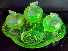 Vaseline Glass Dressing Table