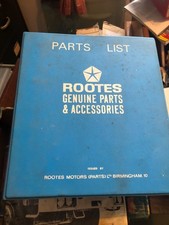 HILLMAN HUNTER SUNBEAM RAPIER VOGUE GAZELLE MINX GENUINE ROOTES PARTS MANUAL