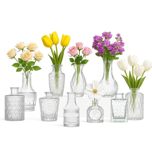 Glass bud vases - glass,