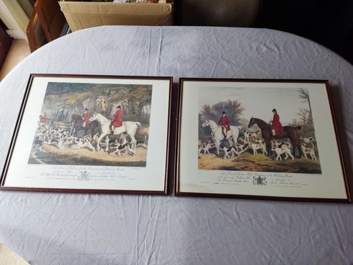 Pair framed hunting - framed, prints