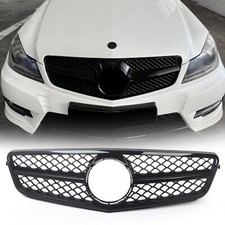 Style Glossy Black Grille For Mercedes Benz W204 C-Class C250 C300 08-14