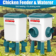 Chicken Water Feeder 11L Waterer Set Automatic Food Dispenser Rat Bird Proof
