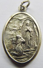 Our Lady of Lourdes Silver Holy Medal St. Bernadette Mary Maria Miracles BVM 1in