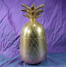 VINTAGE PINEAPPLE ICE BUCKET big 11" high, METAL circa 1980 RETRO.