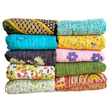Wholesale Vintage Kantha Quilt 5 Piece Multi Patchwork Kantha Blanket Bedspread