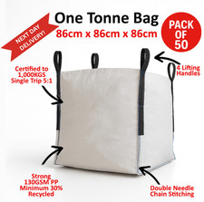 50 Pack FIBC Bulk Bags 1 Tonne Dumpy Builders Garden Waste Rubble