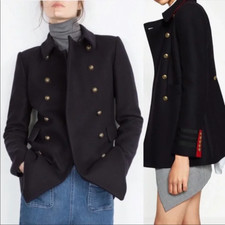 zara blue navy military jacket