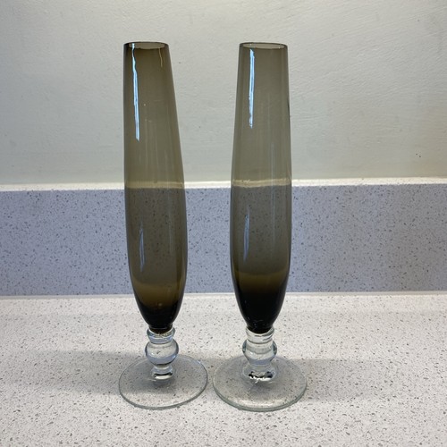 Vintage smoked glass flute - smoked,