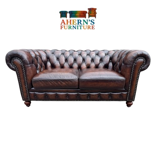 Brown leather chesterfield - brown,