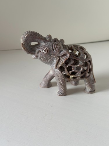 Hand carved soapstone elephant - hand,