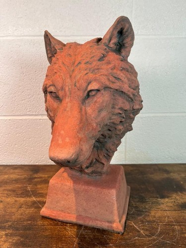 Aged terracotta stone wolf - aged,