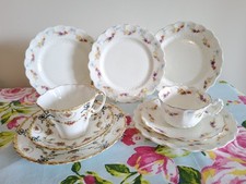 Job Lot Of Antique Blue Bows Ribbons Swags Teacups, Saucers, Side Plates AF