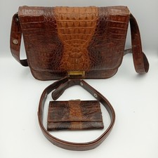 Vintage Genuine Crocodile Alligator Skin Handbag with Purse