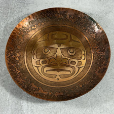 H. Harold Alfred Hammered Solid Copper Bowl Native American Canada BC 8.5”