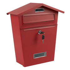 NEW LARGE STEEL POST BOX POSTBOX LOCKABLE OUTSIDE LETTER MAIL WALL MOUNTED KEYS