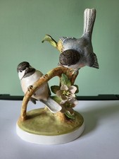 A CROWN STAFFORDSHIRE "TWO CHICKADEES" FIGURE (LINDNER 1973): 6.75" TALL: VGC