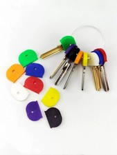 20 x Coloured Key Top cover Caps Assorted Head Covers ID Tag Cap Ring Keyring