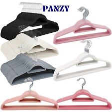 50  NON SLIP FLOCKED COAT CLOTHES HANGERS VELVET TROUSER HANGING SPACE SAVING
